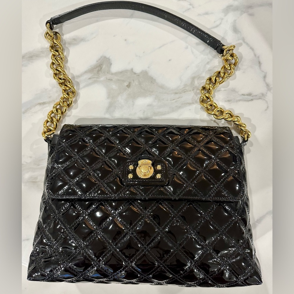 Marc Jacob Patent Leather Quilted Handbag with Chain